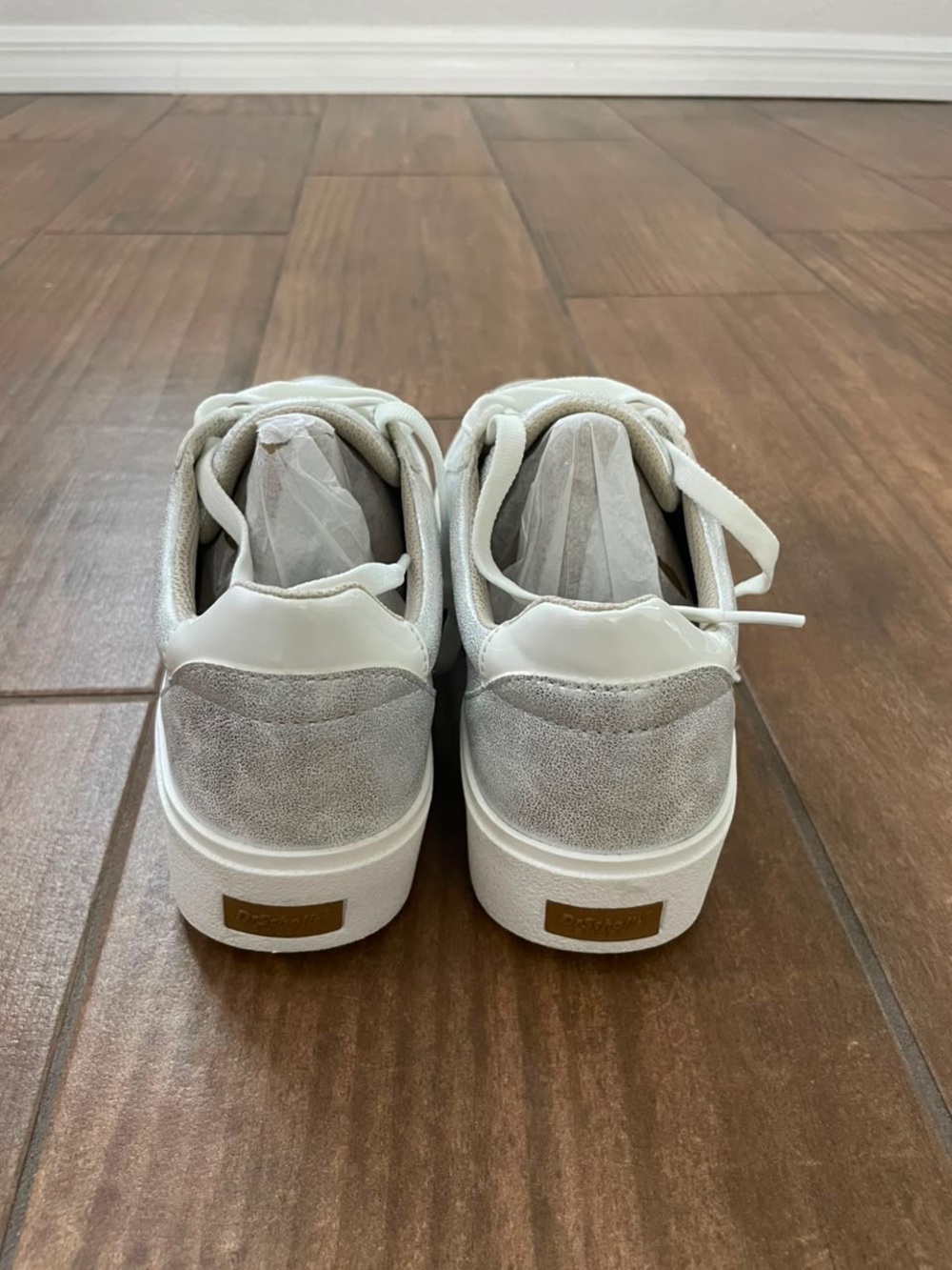 Dr. Scholl's Madison Lace Sneakers in Silver and White - Picture 6 of 11